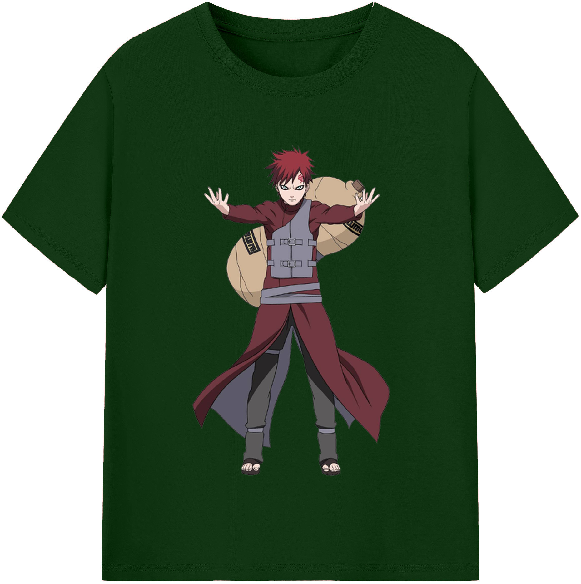 （画像用） NARUTO -ナルト- ガアラ Gaara 綿100％半袖Tシャツ（フロントプリント）